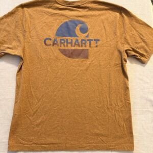 Carhartt Pocket T Shirt Mens Large Brown Loose Fit Logo Graphic Workwear